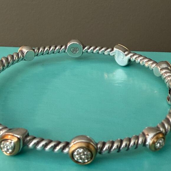 Brighton Massandra Brushed Silver with Gold Oval Hinged Bracelet - Picture 3 of 4